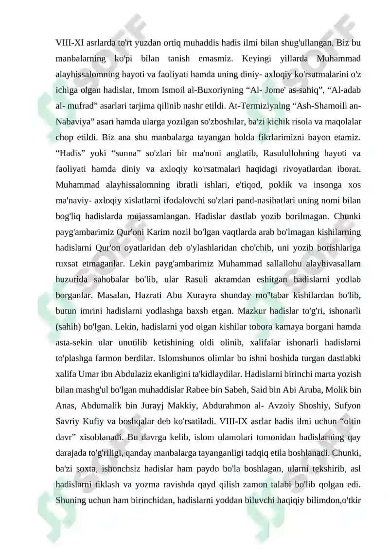 Hadisi sharif uchun umumiy qadriyatlar 4