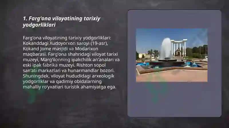Fargʻona mintaqasi turistik resurslari 4