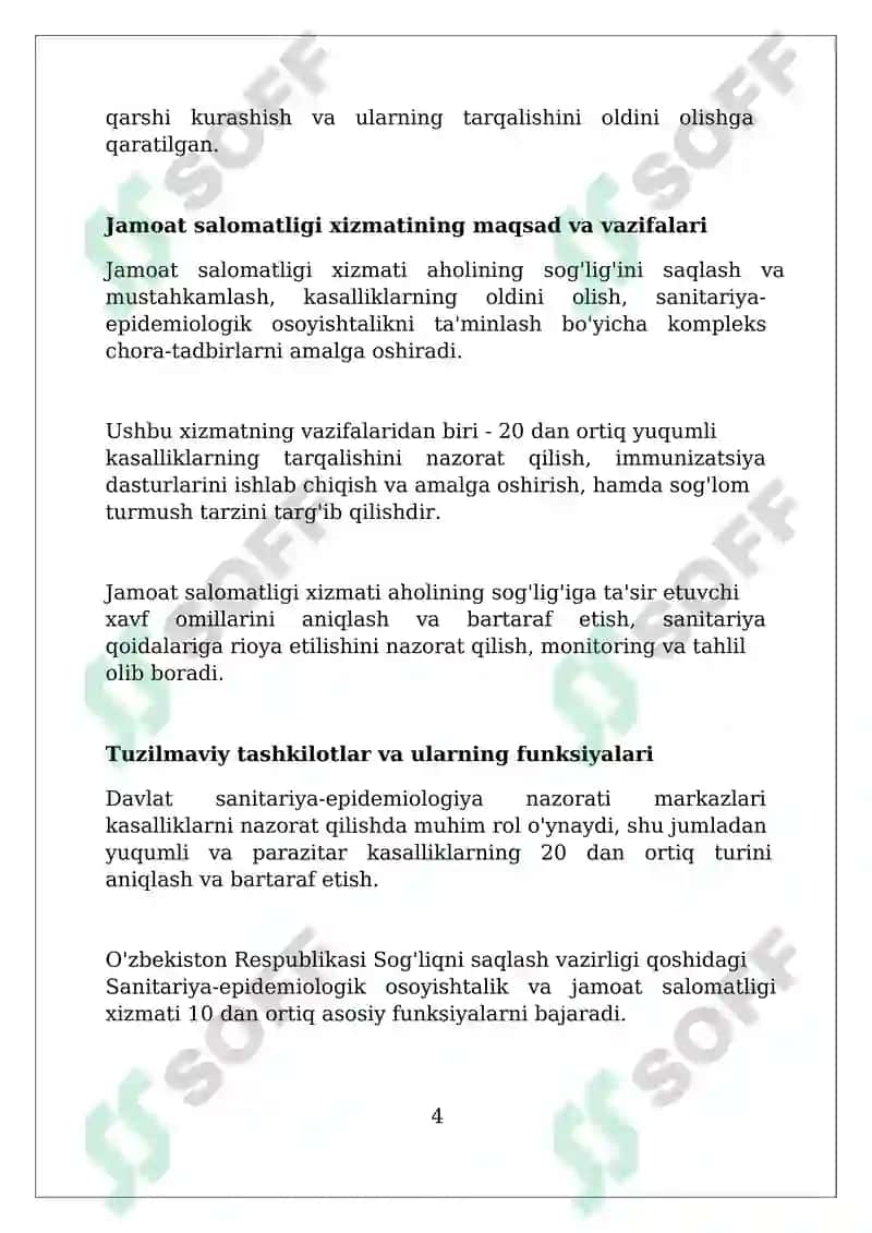 Sanitariya-epidemiologiya va jamoat salomatligi tuzilishi va ish faoliyati 4