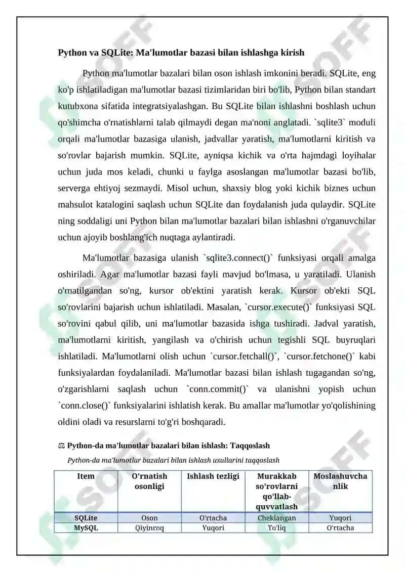 Pythonda Ma'lumotlar Bazalari Bilan Ishlash 4