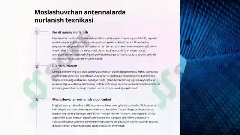 Simsiz aloqatizimlarida ishlatiladigan adaptiv antennalar texnologiyalari 4