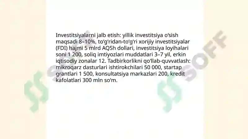Investitsiyalarni jalb etish va tadbirkorlikni qoʻllab-quvvatlash 4