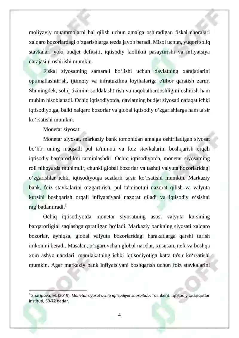 OCHIQ IQTISODIYOTDA MAKROIQTISODIY SIYOSAT 4