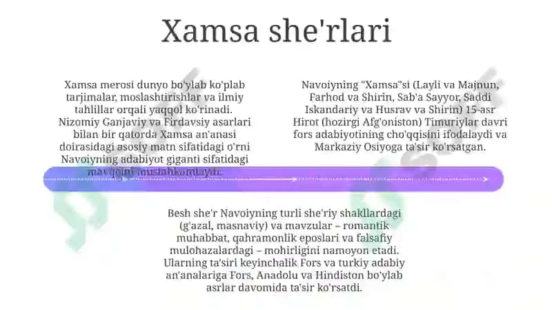 Navoiy "Xamsa" si va uning Sharq adabiyotida tutgan o'rni 4