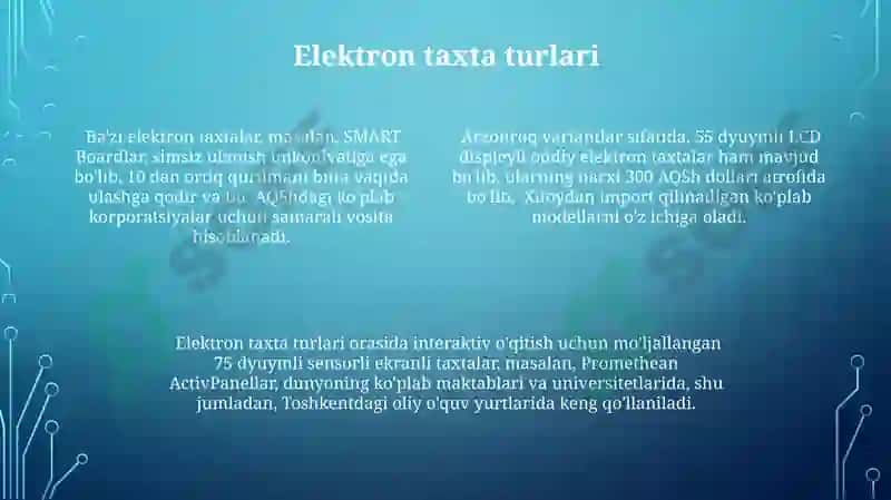 Elektron taxta bilan ishlash 4