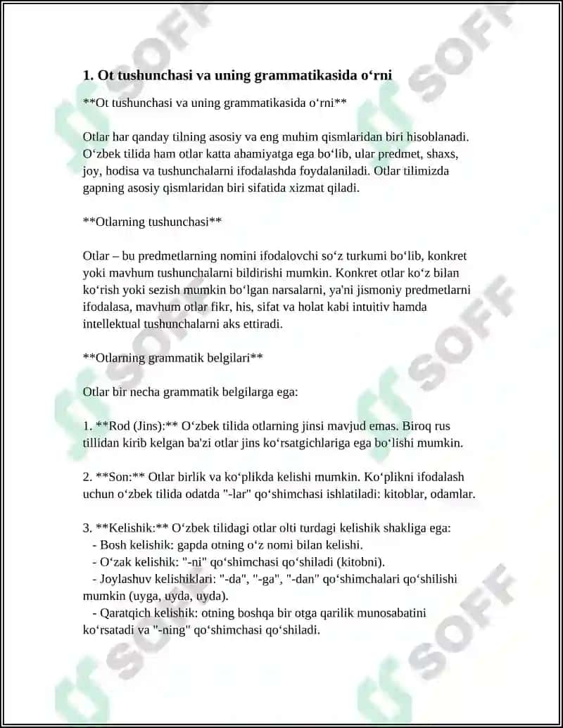 OT VA ULARNING GRAMMATIK KATEGORIYALARI LUĞAT SHAKLI, TURLANISHI VA QÕLLANISHI 4