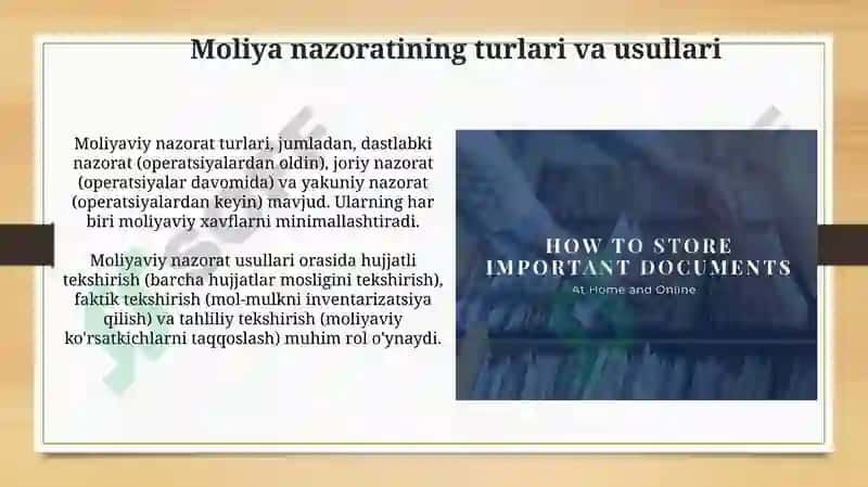 Biznesda moliyaviy nazoratni tashkil etish asoslari 4