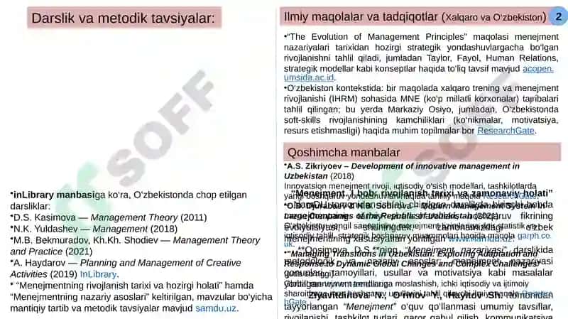 Menejmentning rivojlanishi va xolati 4