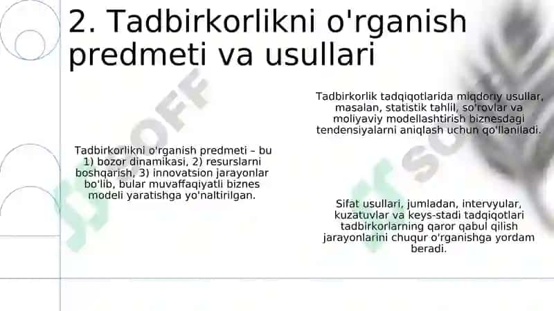 Tadbirkorlik asoslari fanining predmeti va o'rganish usullari 4