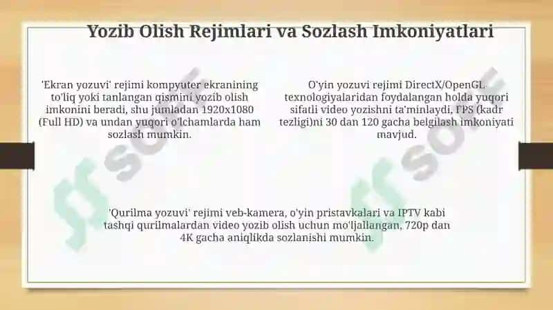 Bandicam dasturi va uning imkoniyatlari 4