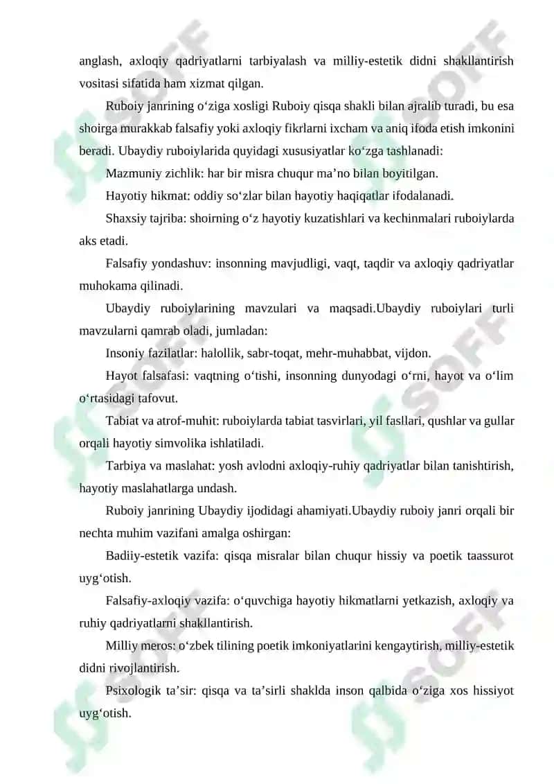 UBAYDIY IJODIDA RUBOIY JANRINING OʻRNI VA AHAMIYATI 4