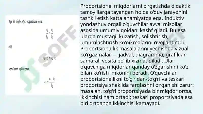 Proportsional miqdorlar bilan masalalarni yechish qobiliyatini shakllantirish 4