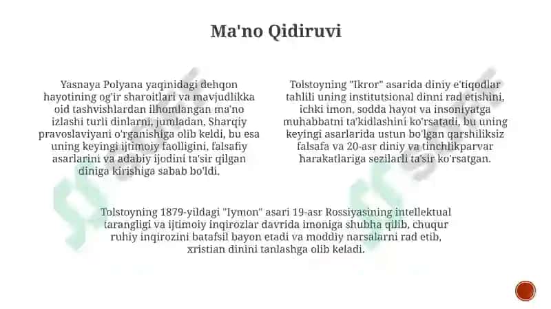 "Lev tolstoyning "Iqrornoma" asaridagi diniy e'tiqodlarni tahlil etish" 4
