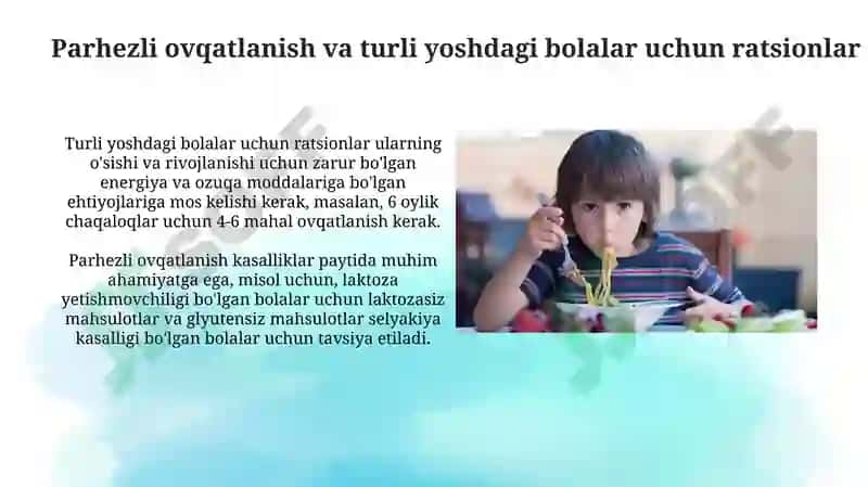 Bolalar kasalxonasida ovqatlantirishni tashkil etish 4