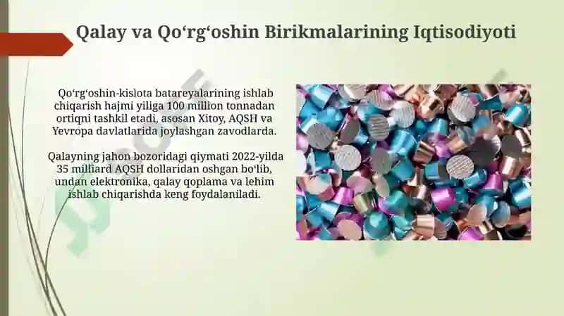 Qalay va Qoʻrgʻoshin Birikmalarining Global Bozori 4