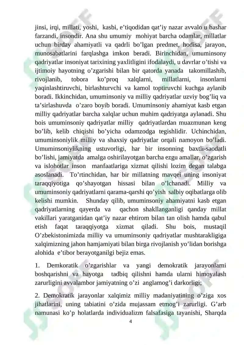 Jamiyat mafkurasida milliy va umuminsoniy qadriyatlar uyg’unligi 4