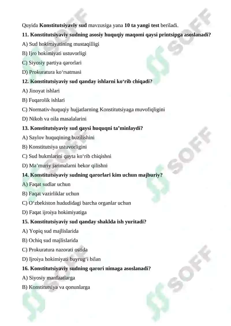 O‘zbekiston Respublikasi Konstitutsiyaviy sudi testlar 4