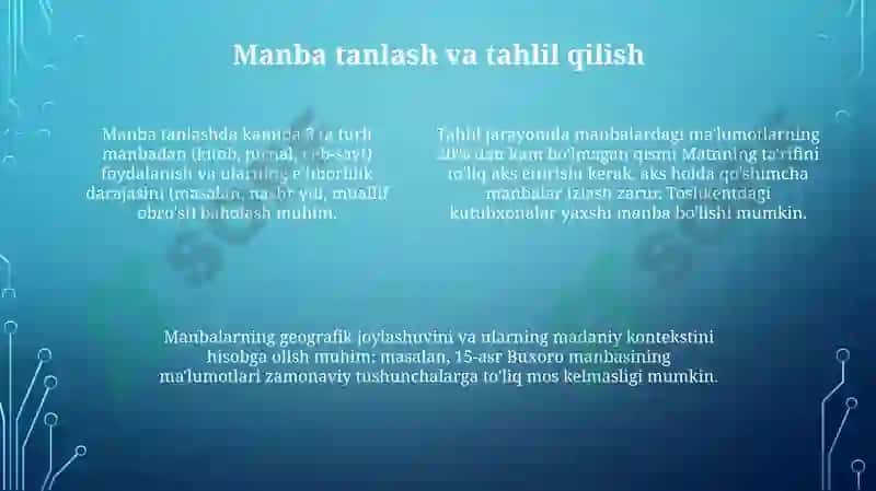 Matnning ta'rifi bo'yicha kerakli ma'lumotlarni manbaalar asosida to'plash 4