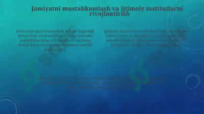 IJTIMOIY RIVOJLANISH, MUSTAHKAMLASH VA ULARNI JIHOZLASH 4