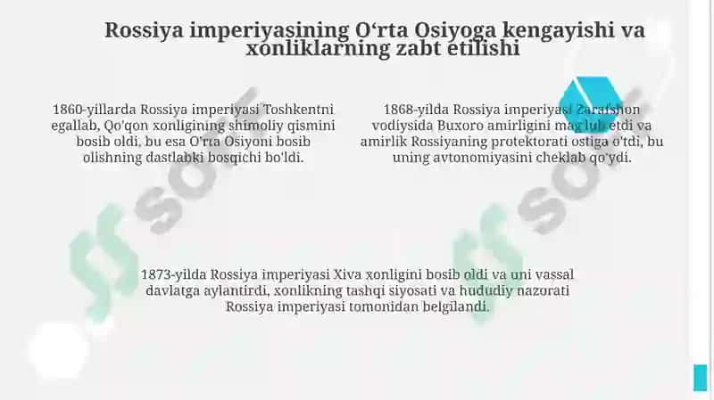 Oʻzbek xonliklari va Rossiya imperiyasi munosabatlari 4