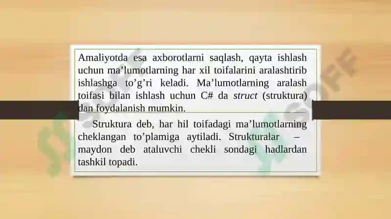 Tuzilmalar. Tuzilmalar tushinchasi. Tuzilmalarni e’lon qilish 4