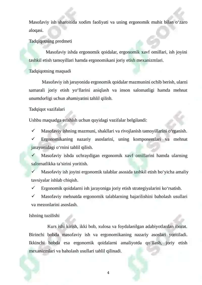 Masofaviy ish sharoitida ergonomik qoidalar va ularni joriy etish 4