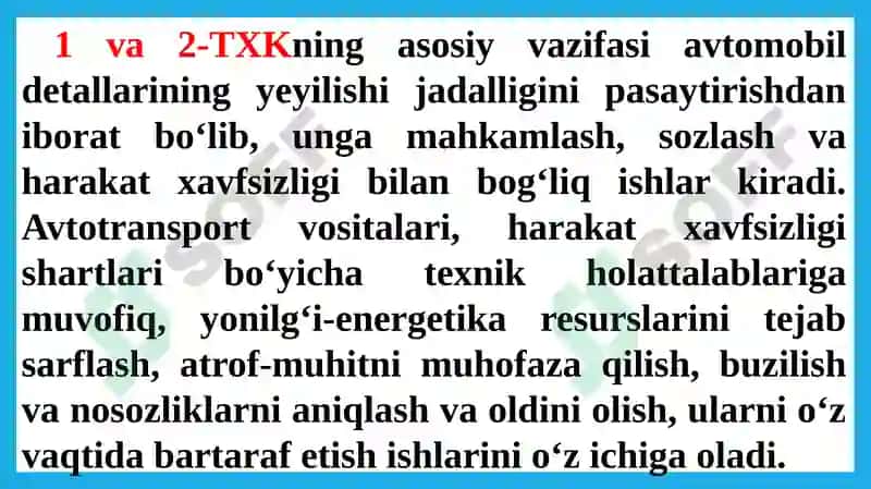 “B” va “C” toifadagi avtotransport vositalarigatexnikxizmatko‘rsatish 4