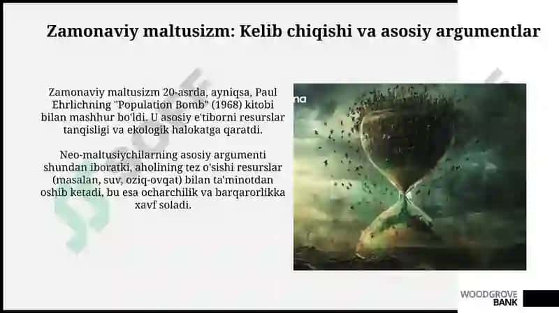 R.Maltusning axoli nufusi nazariyasi va zamonaviy maltus ta'limoti 4