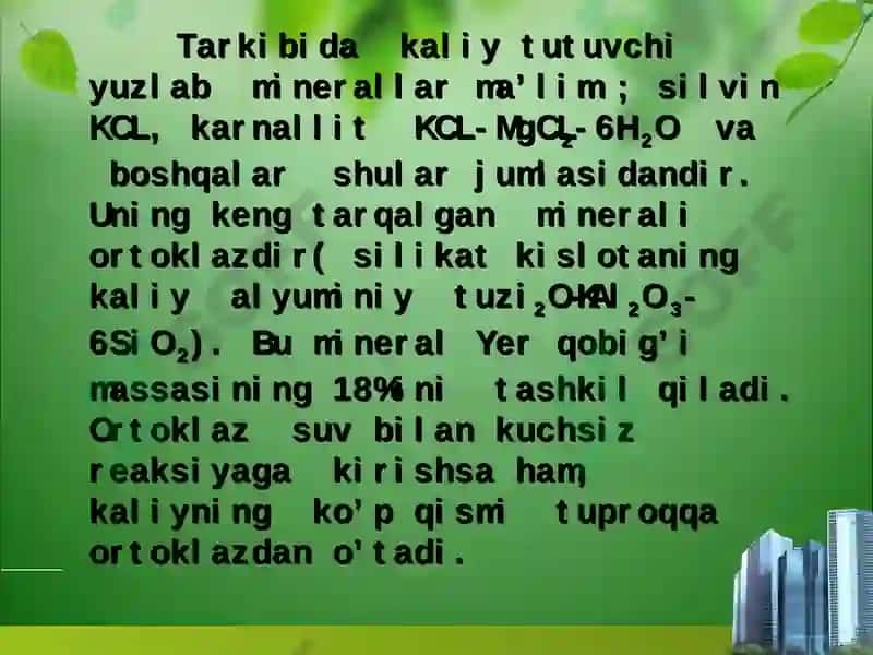 Kaliy elementini tirik organizimdagi ahamiyati 4