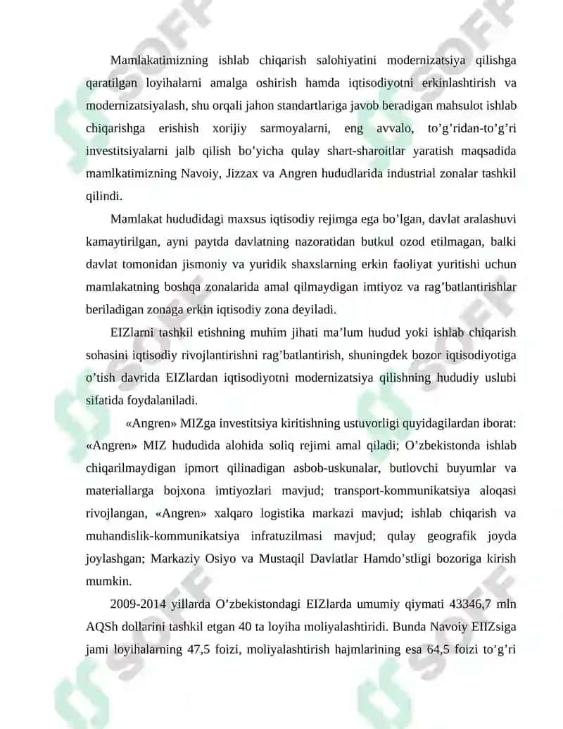 Angren Viloyati Erkin Iqtisodiy Zonasi 4
