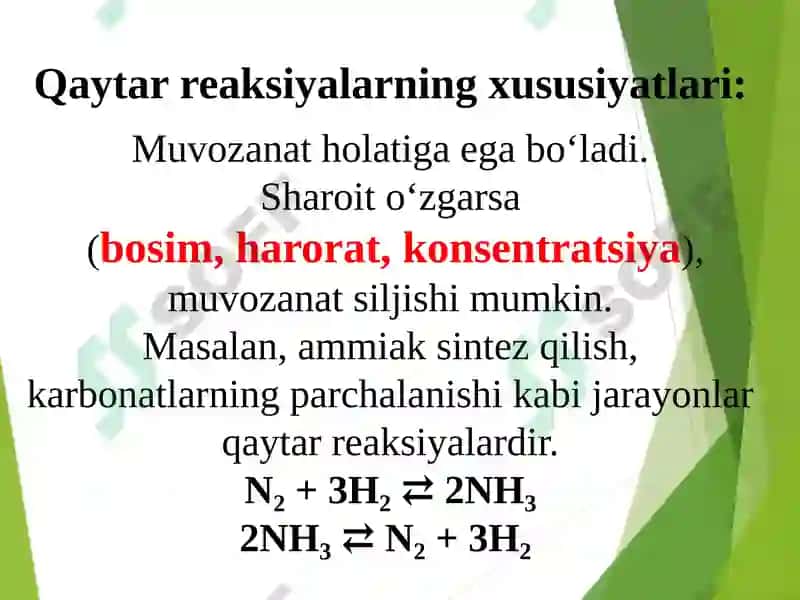 Qaytar va Qaytmas Reaksiyalar 4
