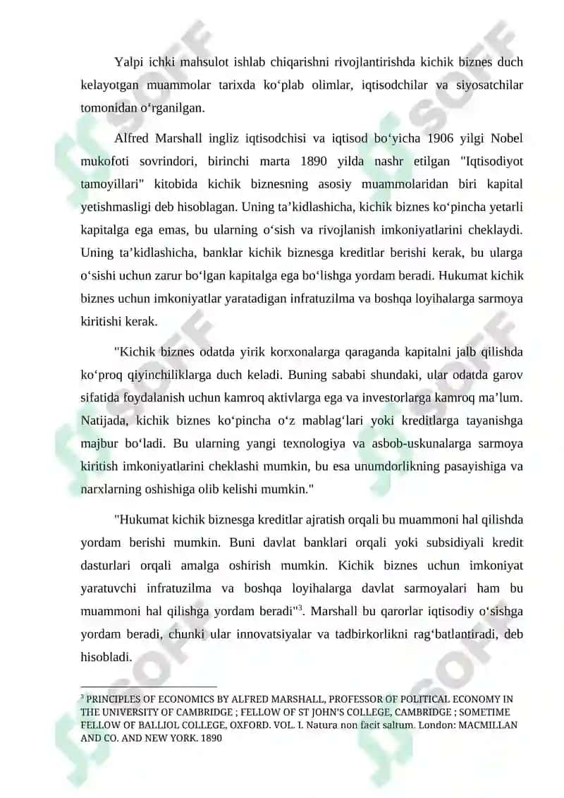 Mamlakat yalpi ichki mahsulotini rivojlantirishda kichik biznesni o‘rni va duch kelishi mumkin bo‘lgan muammolar tahlili 4