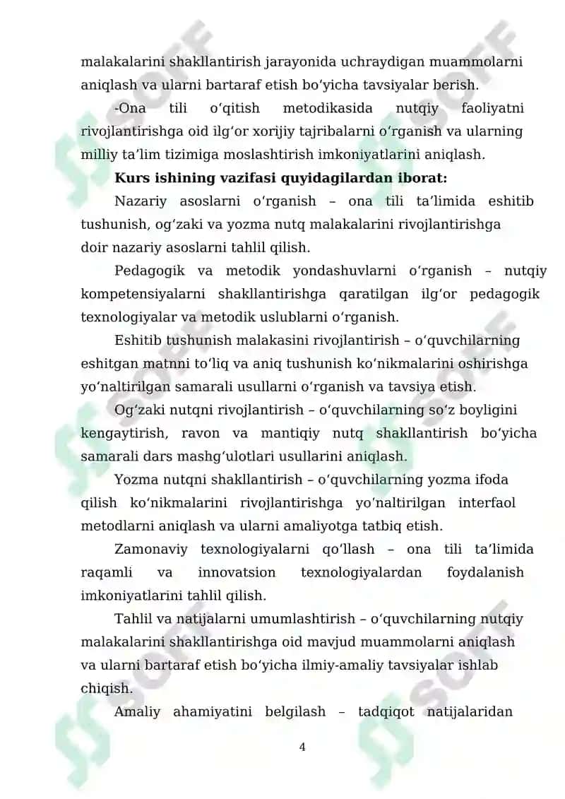 Ona tili o'qitish metodikasi fani dars mashg'ulotlarida o'quvchilarning o'qib eshitib tushunish og'zaki va yozma nutq malakasini shakillantirish 4