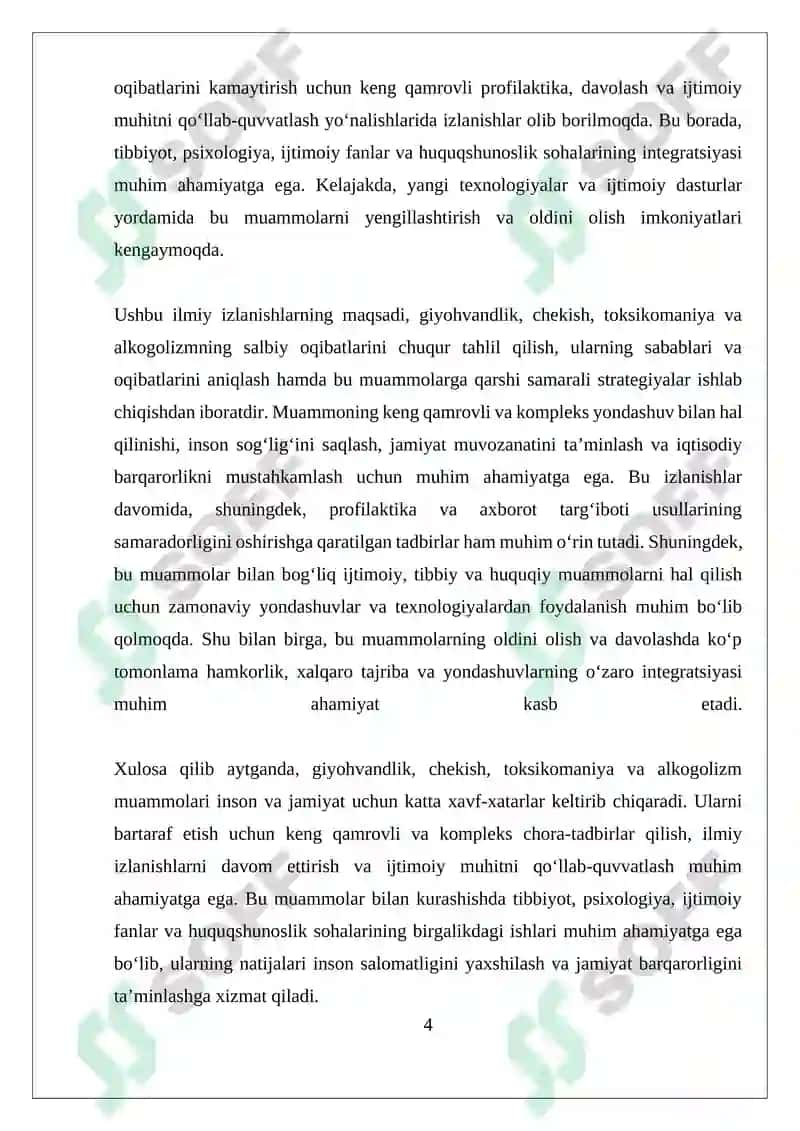 GIYOHVANDLIK, CHEKISH, TOKSIKOMANIYA VA ALKOGOLIZIMNING SALBIY OQIBATLARI 4