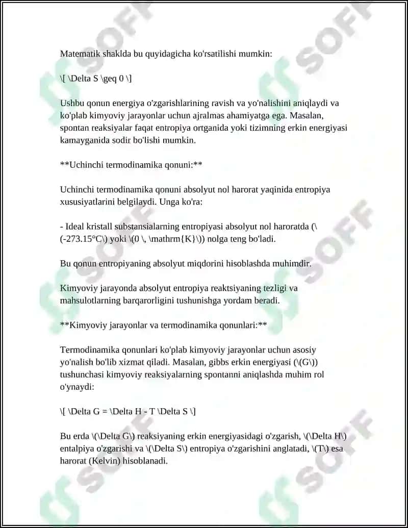 NOMUVOZANAT JARAYONLAR TERMODINAMIKASI VA KIMYOVIY KINETIKA ÒRTASIDAGI JARAYONLAR 4
