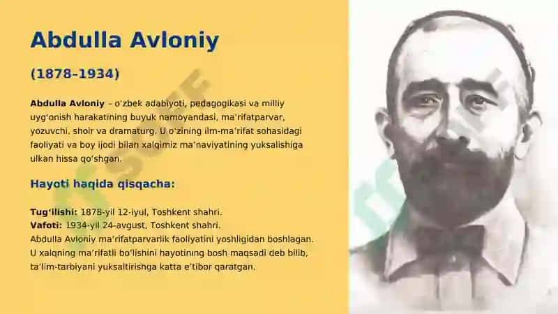Jadid ma'rifatparvarlarining oʻlka ijtimoiy-ma'naviy hayotida tutgan o'rni ( Munavvar Qori, Fitrat, Behbudiy, Avloniy va boshqalar ) 4