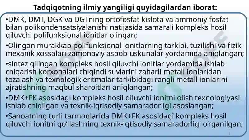 TARKIBIDA KISLAROD VA AZOT BO`LGAN IONITLAR SINTEZI VA ULARNI TAHLIL QILISH. 4