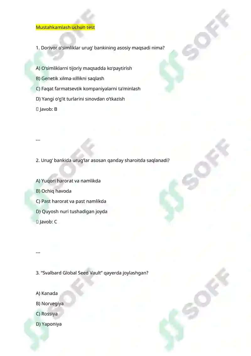 Dorivor o‘simliklar urug‘ banki va urug‘dan tiklanish jarayoni 4
