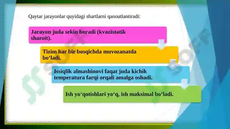Qaytar va qaytmas jarayonlar 4