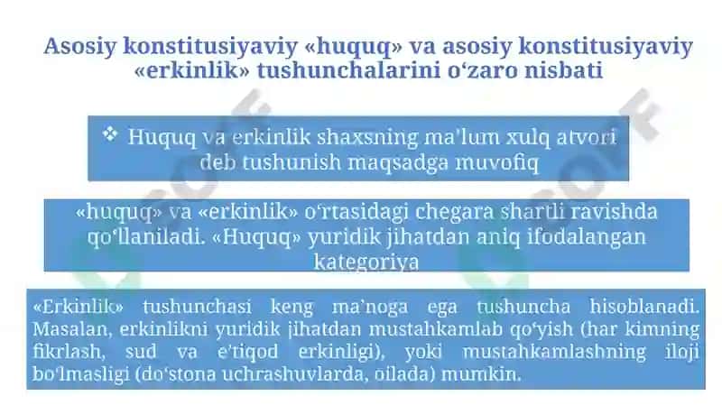 INSON HAMDA FUQARONING HUQUQ VA ERKINLIKLARI KAFOLATLARI.  FUQAROLARNING KONSTITUTSIYAVIY BURCHLARI. 4