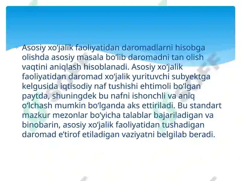 Asosiy xo'jalik faoliyatidan olinda daromadlar 4