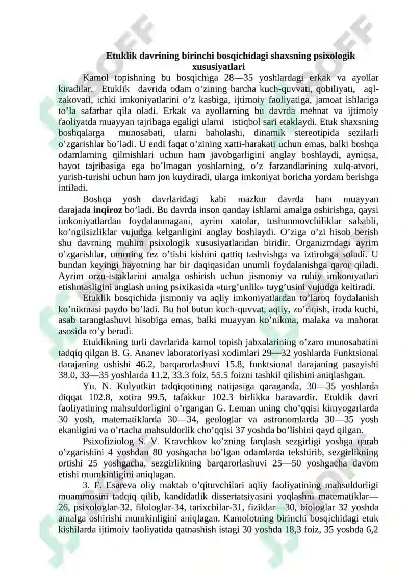 Yoshlik davri va uning o’ziga xos psixologik xususiyatlari 4