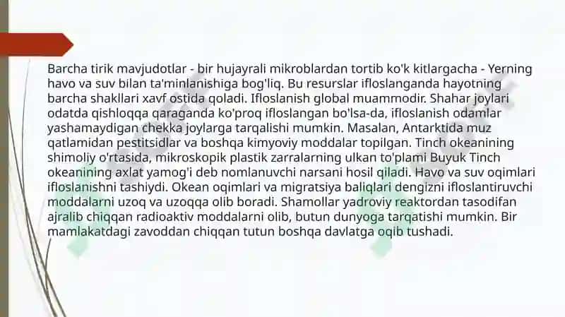 Atrof-muhitning ifloslanishi haqida 4