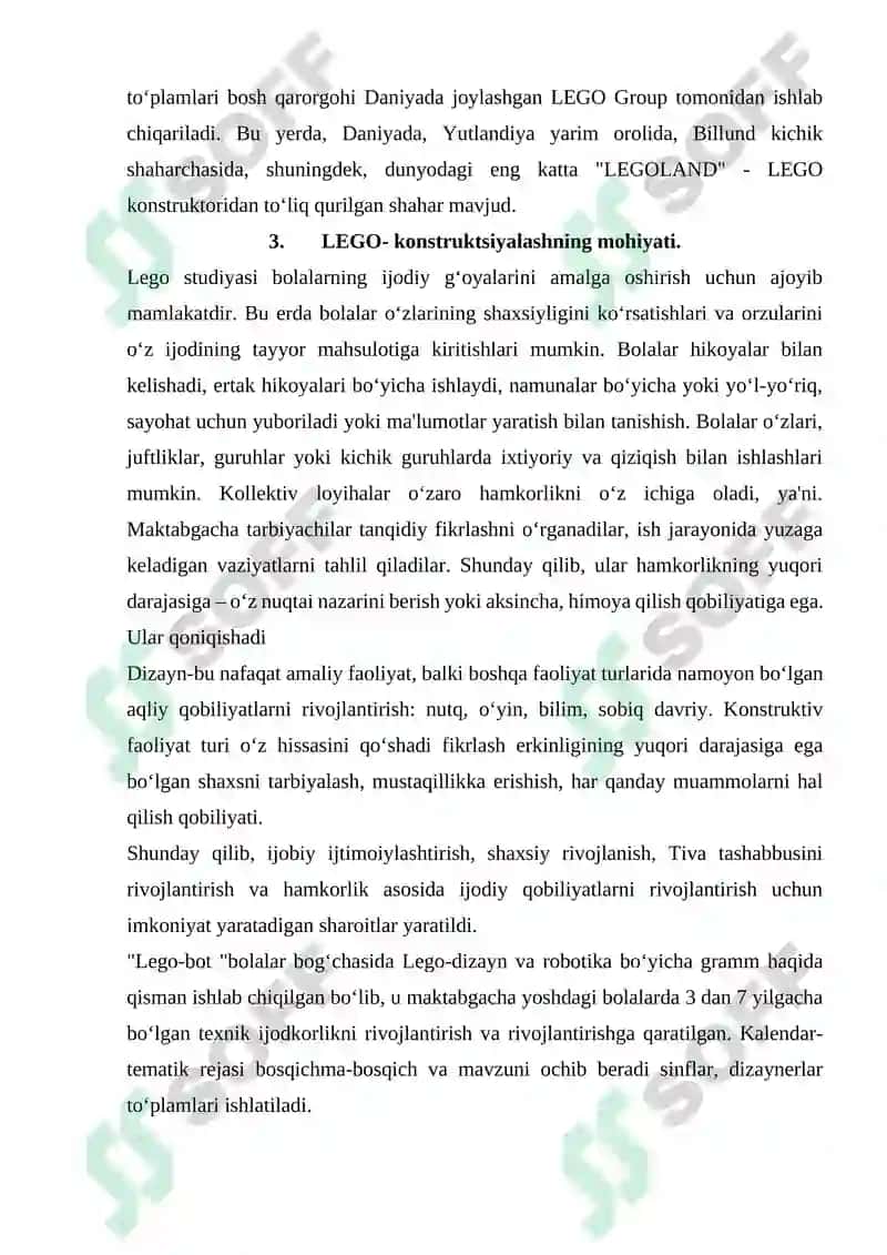 Maktabgacha ta’limda LEGO qurilish, konstruksiyalashga o‘rgatishda STEAM ta’lim texnologiyasidan foydalanish 4
