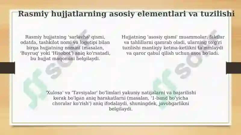 Rasmiy hujjatlar yozish ko'nikmalarini rivojlantirish 4