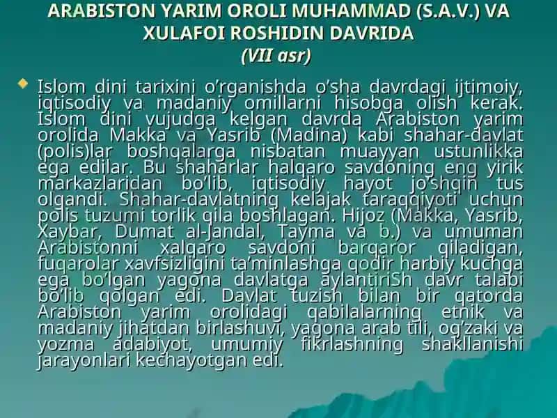 "ARABISTON YARIM OROLI ISLOMGA QADAR(V - VI asrlar)" 4