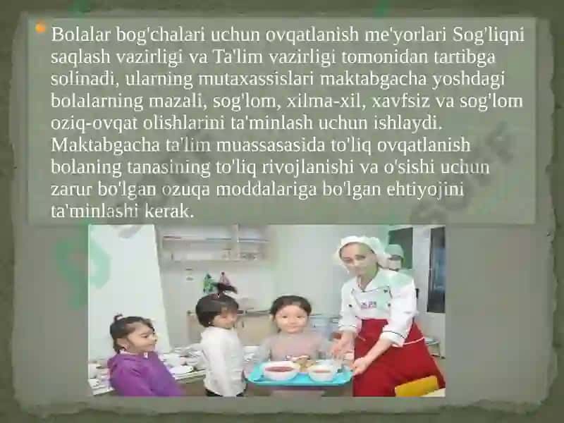 Bollalar ovqati uchu ishltiladigan oziq ovqat mahsulotlariga  umumiy talablar 4