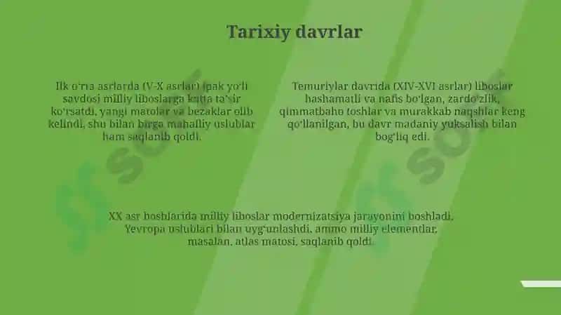 Milliy liboslar va ularning tarixiy rivojlanish bosqichi 4