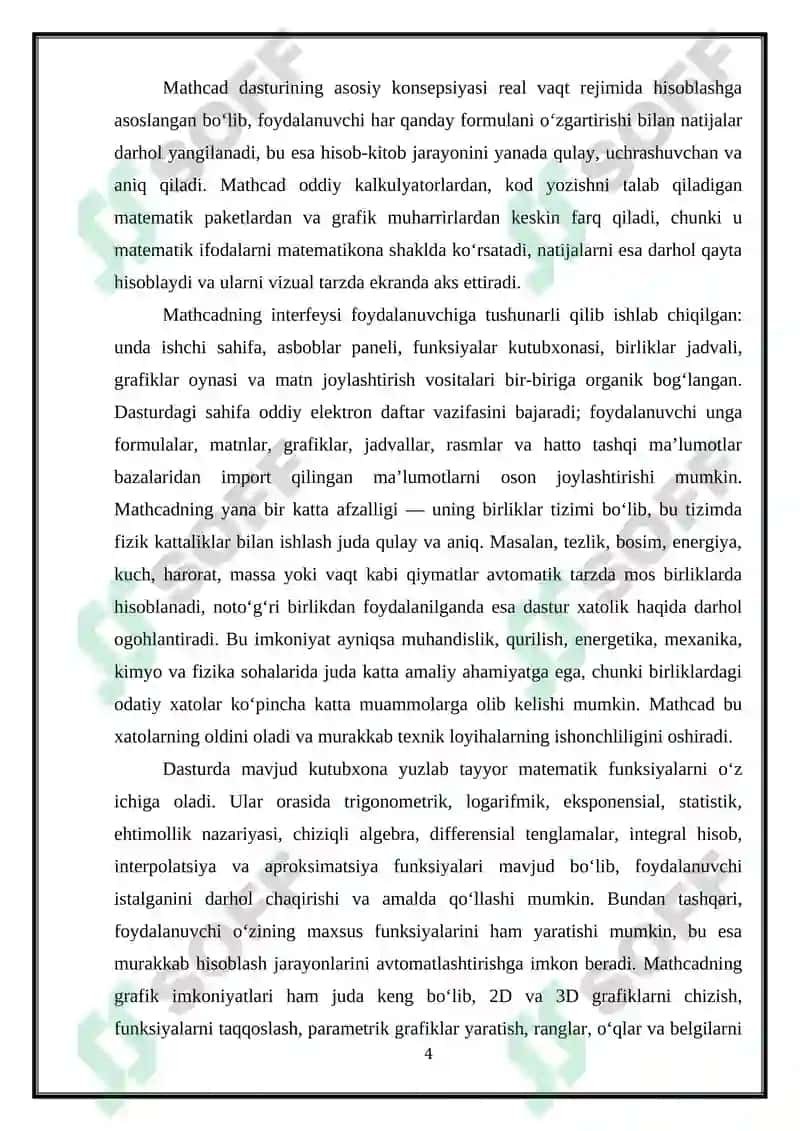 Mathcad dasturidan foydalanishni o'rganish 4