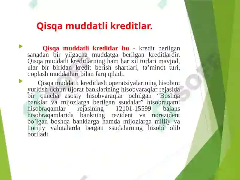 Тijorat banklarida kreditlash operatsiyalarining rasmiylashtirishi va hisobi 4